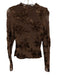 Rotate Size 34 / XS Brown Polyester Blend Mesh 3D floral applique Zip Back Top Brown / 34 / XS