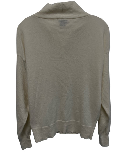 Pure Amici Size Small Cream White Cashmere Long Sleeve Mock Neck Knit Sweater Cream White / Small