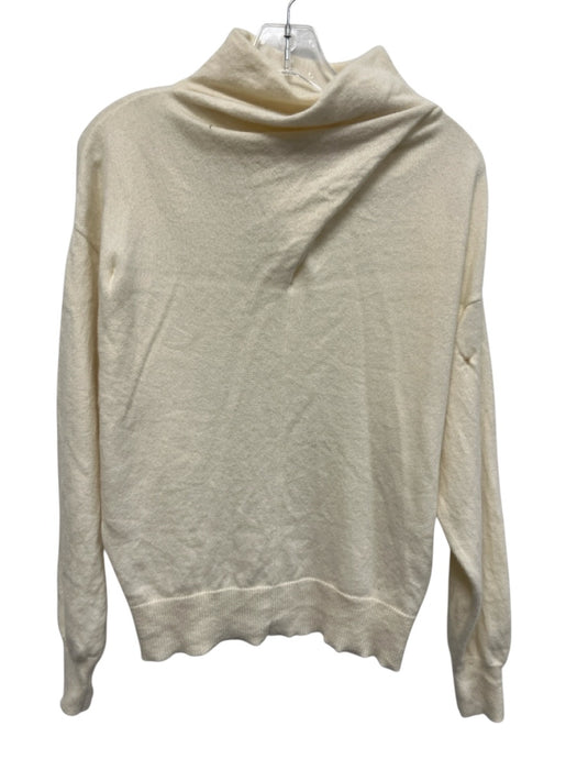 Pure Amici Size Small Cream White Cashmere Long Sleeve Mock Neck Knit Sweater Cream White / Small