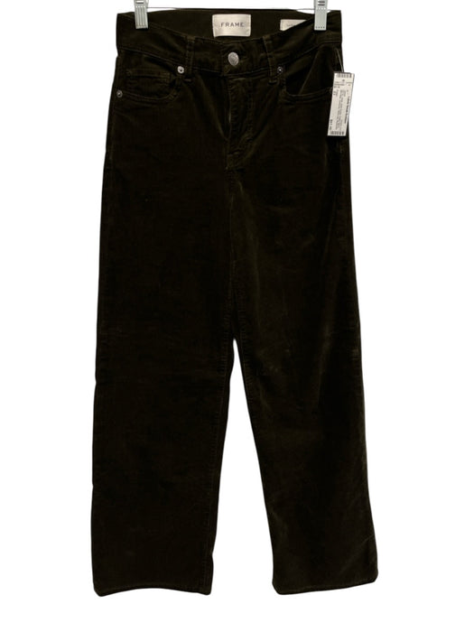 Frame Size 23 Dark Green Cotton Blend Mid Rise Corduroy Wide Leg Jeans Dark Green / 23