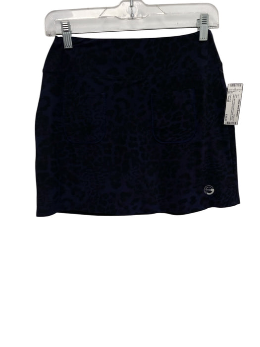 Foray Golf Size Small Navy Blue & Black Nylon Blend Stretch Waist Leopard Skirt Navy Blue & Black / Small