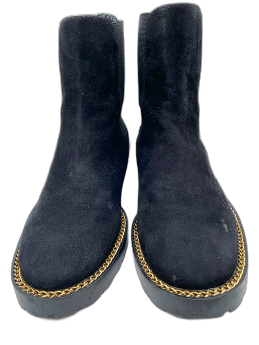 Stuart Weitzman Shoe Size 5.5 Black & Gold Leather Suede Elastic Lugg Sole Boots Black & Gold / 5.5