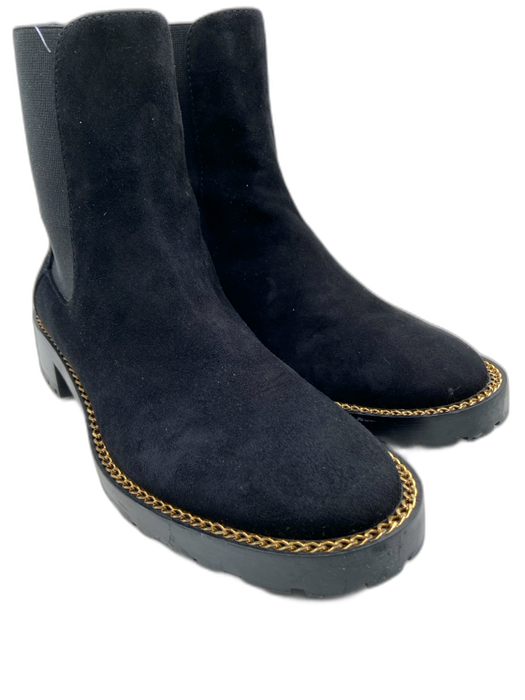 Stuart Weitzman Shoe Size 5.5 Black & Gold Leather Suede Elastic Lugg Sole Boots Black & Gold / 5.5