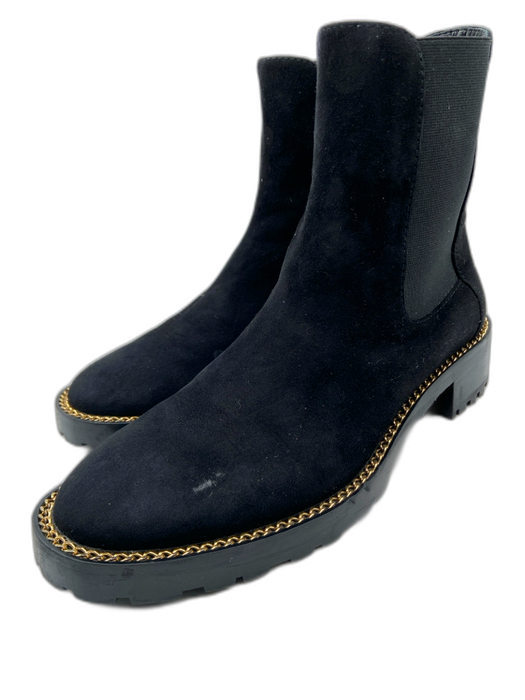 Stuart Weitzman Shoe Size 5.5 Black & Gold Leather Suede Elastic Lugg Sole Boots Black & Gold / 5.5