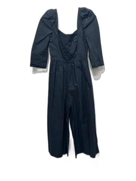 Cara Cara Size 0 Black Cotton Puff Long Sleeve Gathered Wide Leg Jumpsuit Black / 0