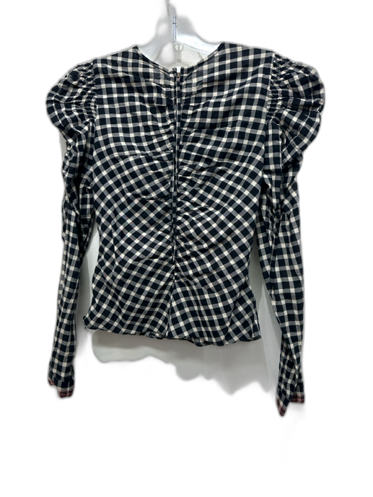 Ulla Johnson Size 2 Black, Cream, Red Cotton Long puff sleeve Plaid Ruffle Top Black, Cream, Red / 2