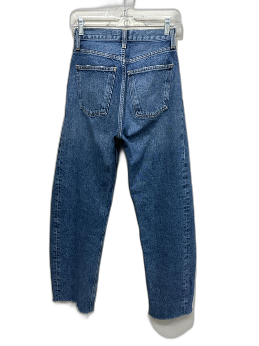 Agolde Size 23 Medium Wash Cotton Denim High Rise Distressed Barrel Leg Jeans Medium Wash / 23