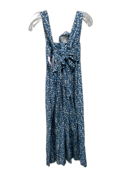 Ulla Johnson Size 2 Blue & White Cotton Sleeveless Abstract Floral Jumpsuit Blue & White / 2