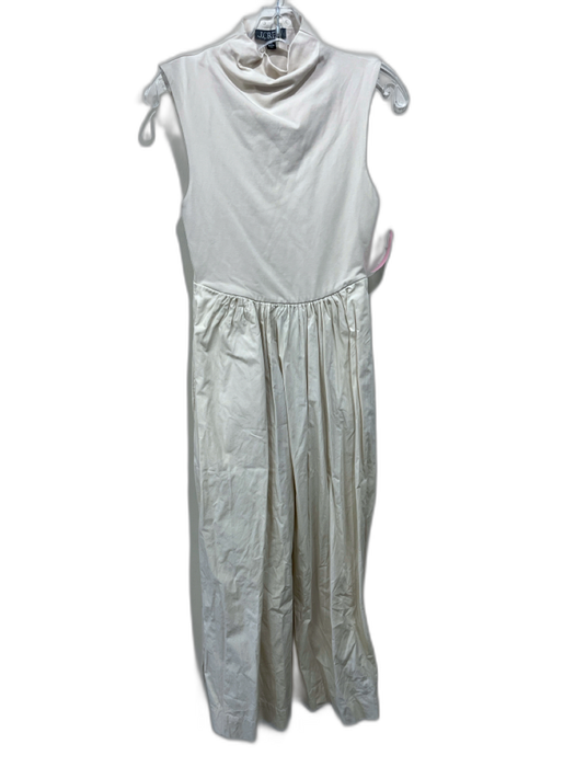 J. Crew Size XS Cream Cotton Blend Sleeveless Mock Neck Fabric Block Dress Cream / XS