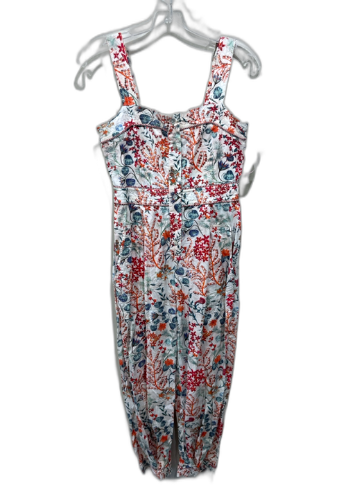 Chufy Size S White & Multi Cotton Botanical 1/2 Button Sleeveless Jumpsuit White & Multi / S