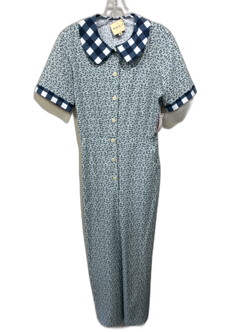 Byrdie Golf Size XS White, Blue & Green Polyester Blend Micro Floral Jumpsuit White, Blue & Green / XS