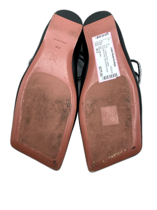 Amina Muaddi Shoe Size 36.5 Black Leather Rhinestone Strap Pump Ballerina Flats Black / 36.5