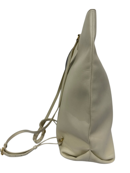 Khaite Cream White Leather Gold hardware Backpack Push Clasp Interior Pocket Bag Cream White / Large