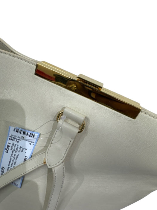 Khaite Cream White Leather Gold hardware Backpack Push Clasp Interior Pocket Bag Cream White / Large
