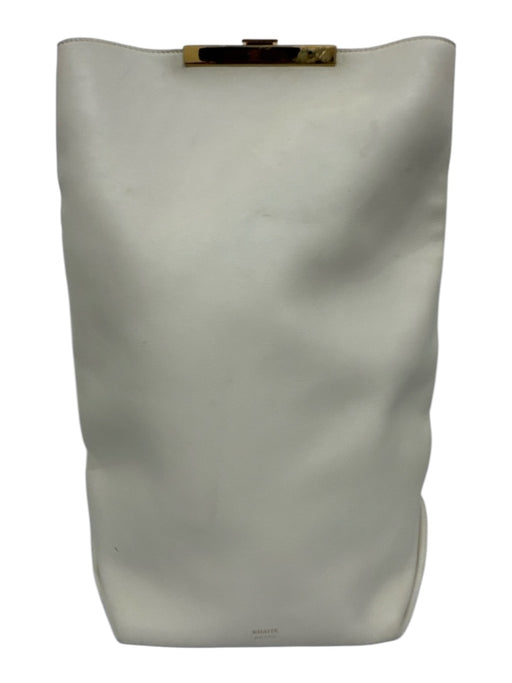 Khaite Cream White Leather Gold hardware Backpack Push Clasp Interior Pocket Bag Cream White / Large