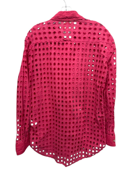 Solid & Striped Size Small Hot pink Cotton Long Sleeve Eyelet Button Front Dress Hot pink / Small