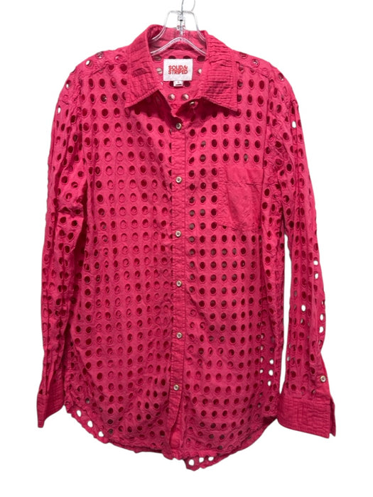 Solid & Striped Size Small Hot pink Cotton Long Sleeve Eyelet Button Front Dress Hot pink / Small