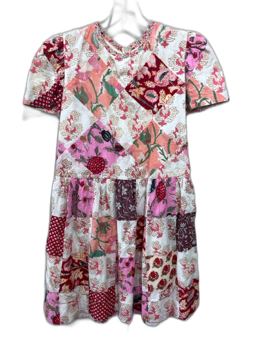 Alix of Bohemia Size XS White, Red, Multi Cotton Short Sleeve Patchwork Dress White, Red, Multi / XS