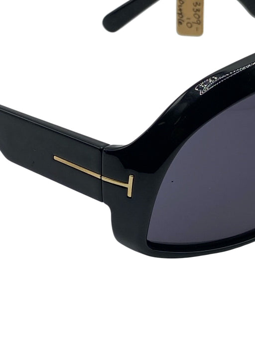 Tom Ford Black Acetate Shield Style Flat Top Oversized UV Protection Sunglasses Black