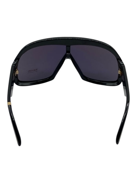 Tom Ford Black Acetate Shield Style Flat Top Oversized UV Protection Sunglasses Black