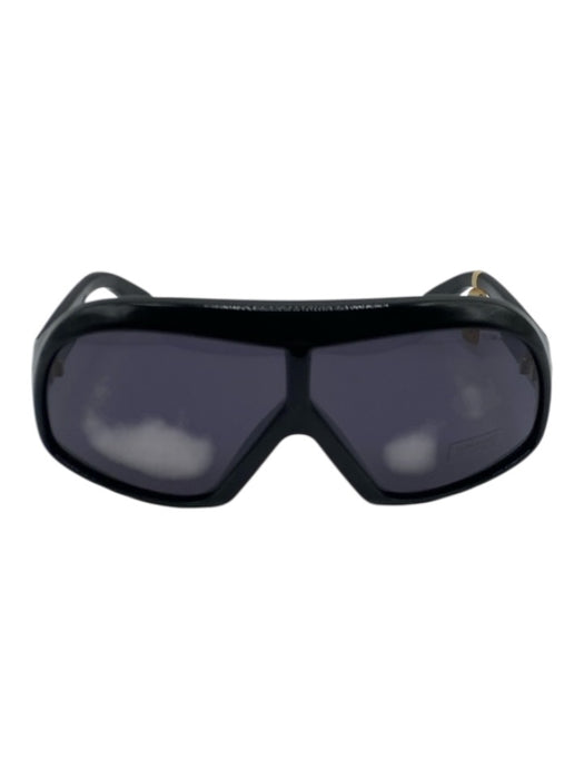 Tom Ford Black Acetate Shield Style Flat Top Oversized UV Protection Sunglasses Black