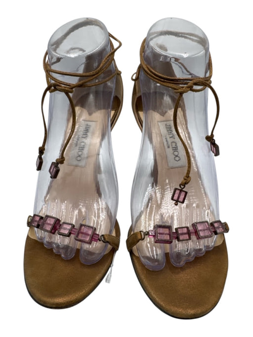 Jimmy Choo Shoe Size 39 Brown & Multi Leather Stiletto Ankle Wrap Strap Pumps Brown & Multi / 39