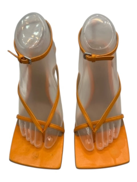Bottega Veneta Shoe Size 38.5 Orange Leather Square Toe Thong Sandals Orange / 38.5