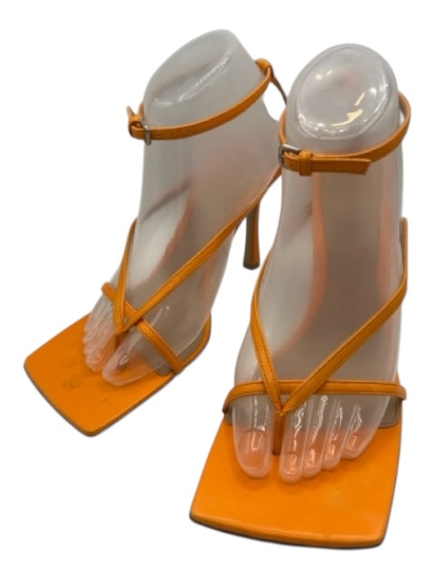 Bottega Veneta Shoe Size 38.5 Orange Leather Square Toe Thong Sandals Orange / 38.5