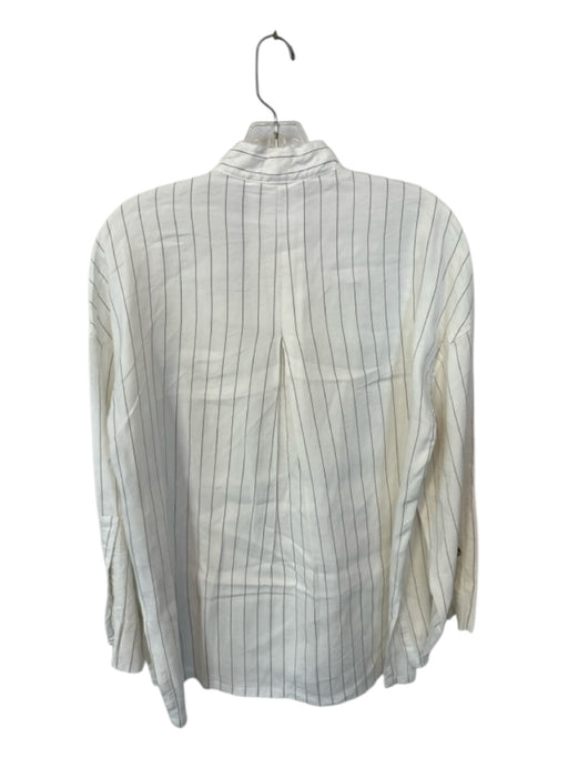 Massimo Dutti Size S White & Brown Hemp Blend Long Sleeve Striped Jacket White & Brown / S