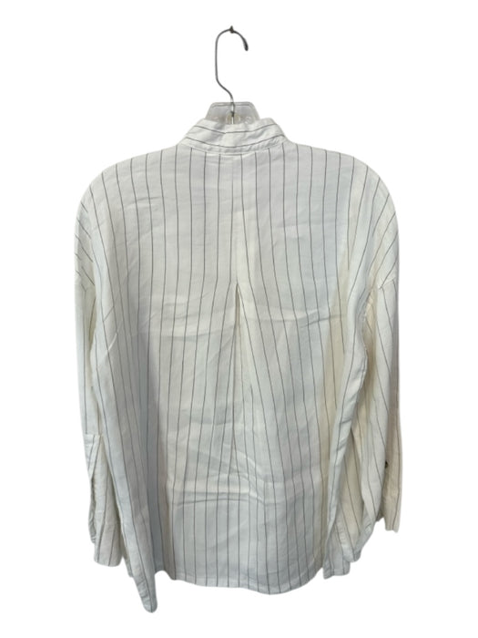 Massimo Dutti Size S White & Brown Hemp Blend Long Sleeve Striped Jacket White & Brown / S