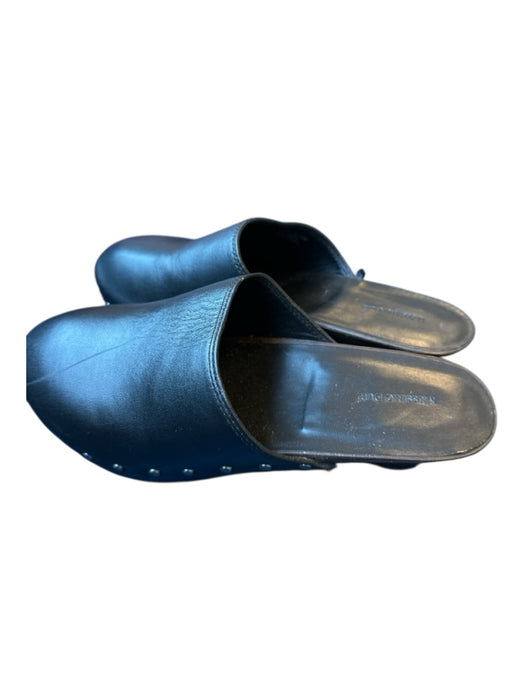 Massimo Dutti Shoe Size 38 Black Leather Kitten Heel Clogs Black / 38