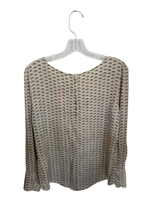 Size L Taupe & Gray Silk Long Sleeve Half Moon Top Taupe & Gray / L