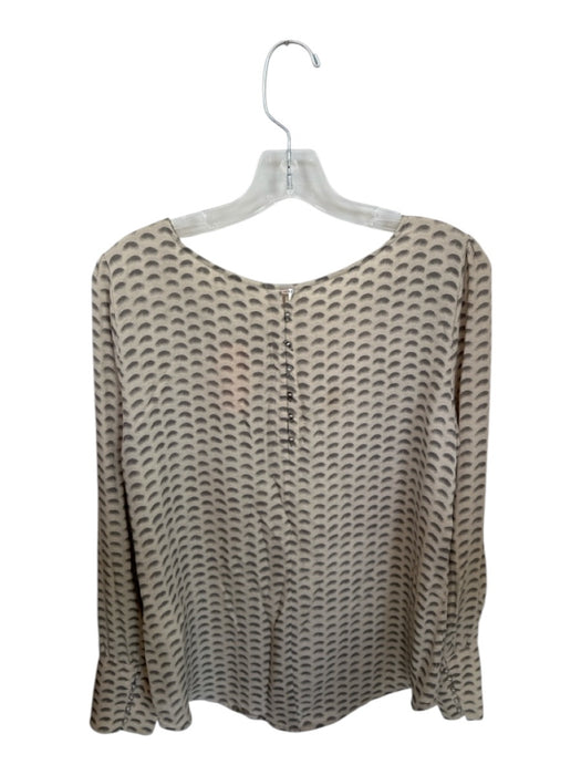 Size L Taupe & Gray Silk Long Sleeve Half Moon Top Taupe & Gray / L