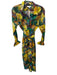 Ann Mashburn Size M Teal & Yellow Cotton Long Sleeve Watercolor Floral Dress Teal & Yellow / M