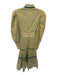 Celia B Size Est M Yellow & Teal Cotton Long Sleeve Flowers Scallop Detail Dress Yellow & Teal / Est M