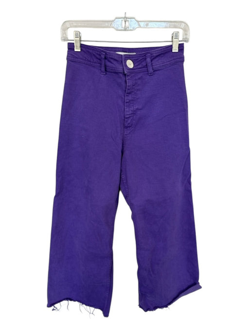 Zara Size 4 Purple Cotton Blend High Waist Wide Leg Pants Purple / 4