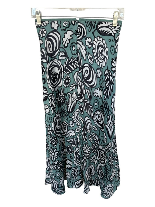 Samsoe Samsoe Size S Teal & Black Viscose Waist Band Flowers Maxi Skirt Teal & Black / S
