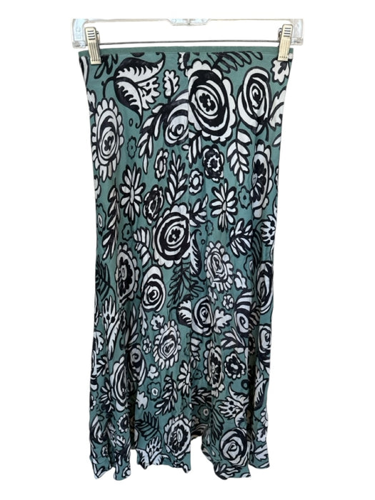 Samsoe Samsoe Size S Teal & Black Viscose Waist Band Flowers Maxi Skirt Teal & Black / S