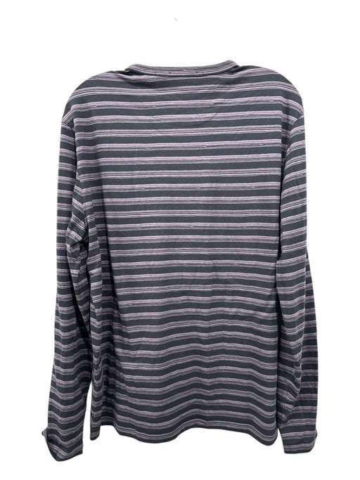 Vince Size M Navy & Purple Cotton Striped T shirt Crew Men's Long Sleeve Shirt Navy & Purple / M