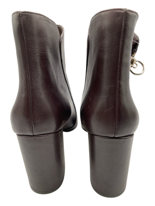 Nine West Shoe Size 10M Dark Brown Leather Upper Pointed Toe Block Heel Booties Dark Brown / 10M