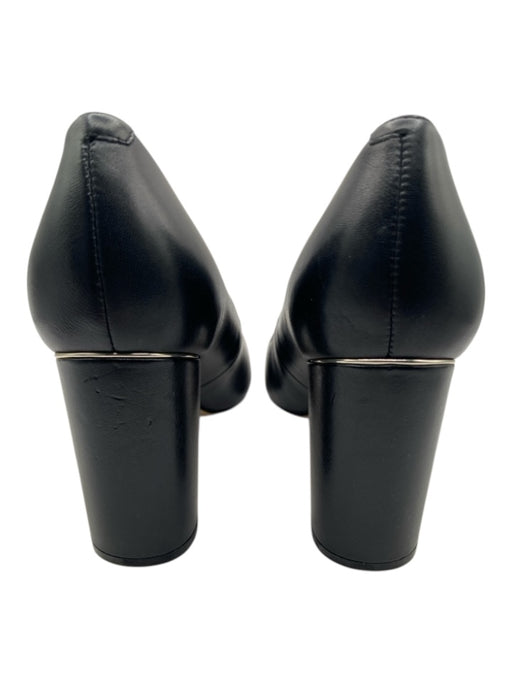 Marc Fisher Shoe Size 9.5 Black Leather Upper Block Heel Pointed Toe Pumps Black / 9.5