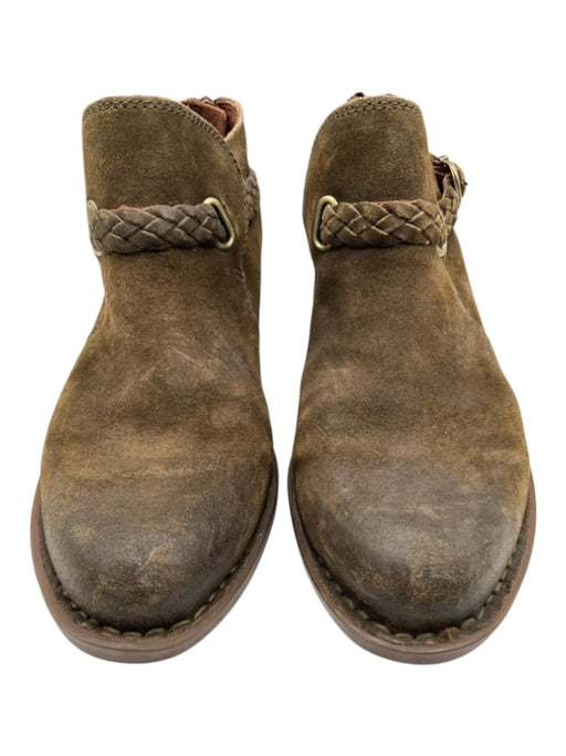 Born Shoe Size 10M Olive Green Suede Upper Buckle Almond Toe Short Booties Olive Green / 10M