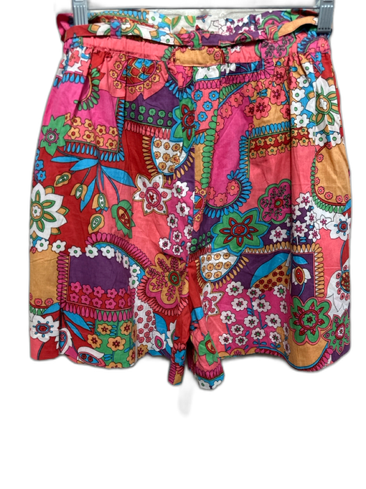 Mille Resort & Travel Size M Pink, Orange, Purple Cotton Paper Bag Waist Shorts Pink, Orange, Purple / M