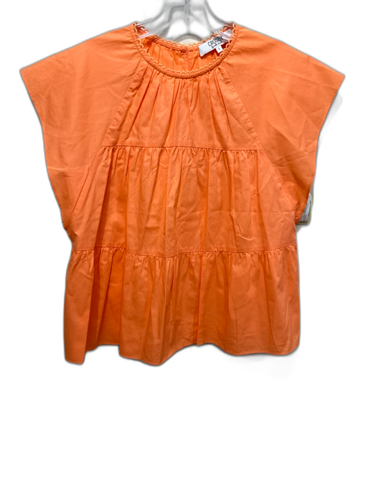 Crosby Size S Orange Cotton Cap Sleeve Tiered Gathered Neck Top Orange / S