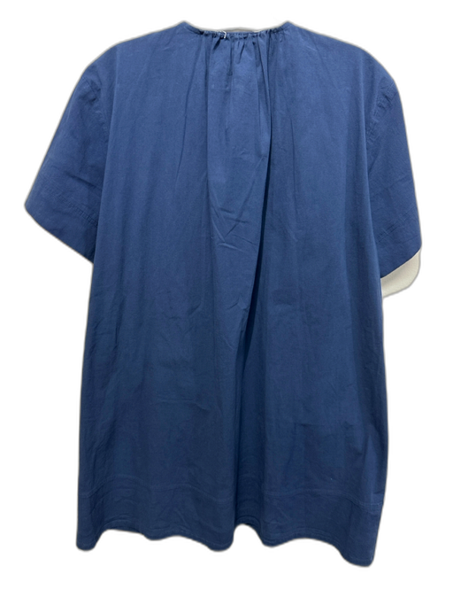Pomander Place Size S Blue Cotton & Spandex Short Sleeve 1/4 Button Dress Blue / S
