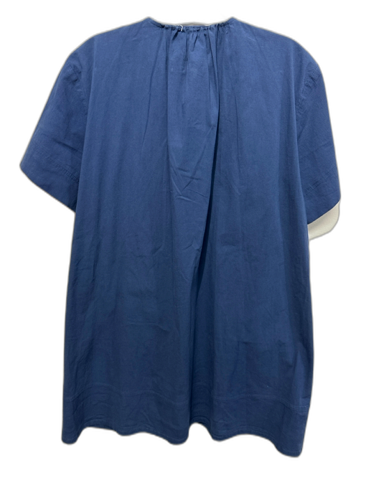 Pomander Place Size S Blue Cotton & Spandex Short Sleeve 1/4 Button Dress Blue / S