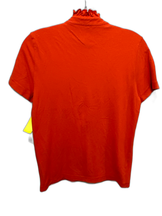 Tory Burch Size M Orange Pima Cotton & Modal Short Sleeve Ruffle mock neck Top Orange / M