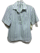 Hinson Wu Size 6 Green, Blue, White Cotton Short Sleeve Stripes 1/4 Button Top Green, Blue, White / 6