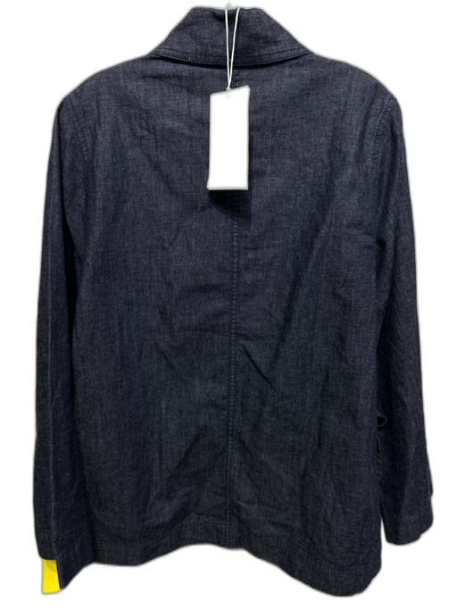 COS Size 4 Dark Wash Cotton & Linen Long Sleeve Side Ties Breast Pockets Top Dark Wash / 4