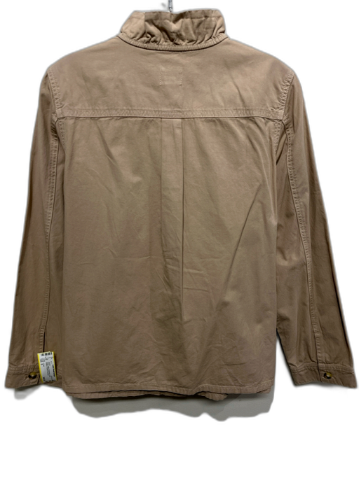 J Crew Size S Beige Cotton Ruffle Mock Collar Buttons Pockets Jacket Beige / S